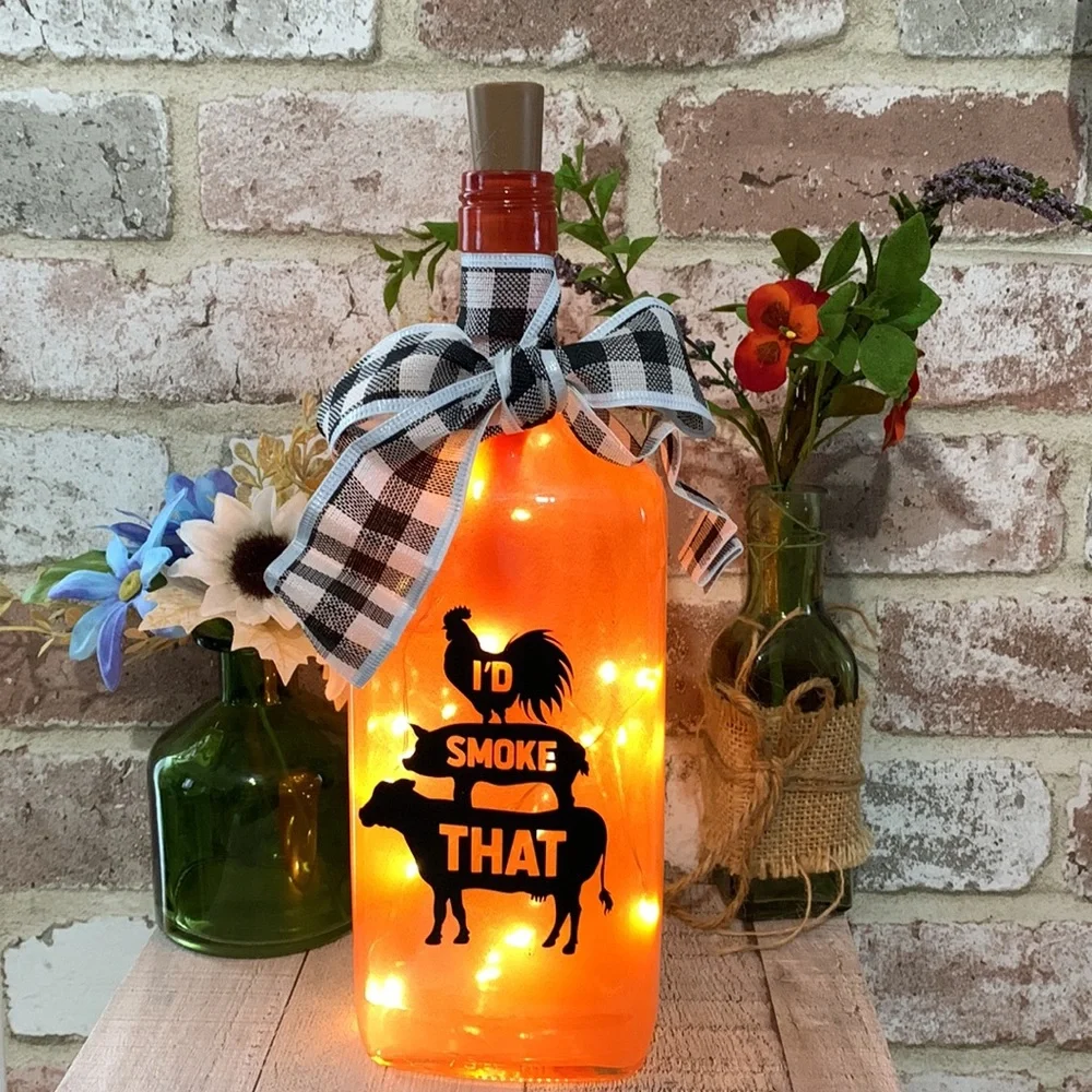 Hand Crafted BBQ Themed ‘I’d Smoke That’ Spirit Bottle Lantern
